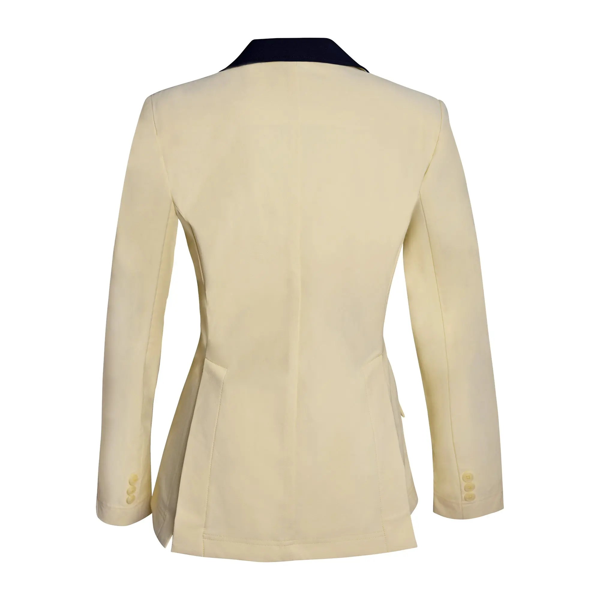 Grand Prix Ladies EQJ 3 Button Show Coat, Butter with Navy Collar - Image 8