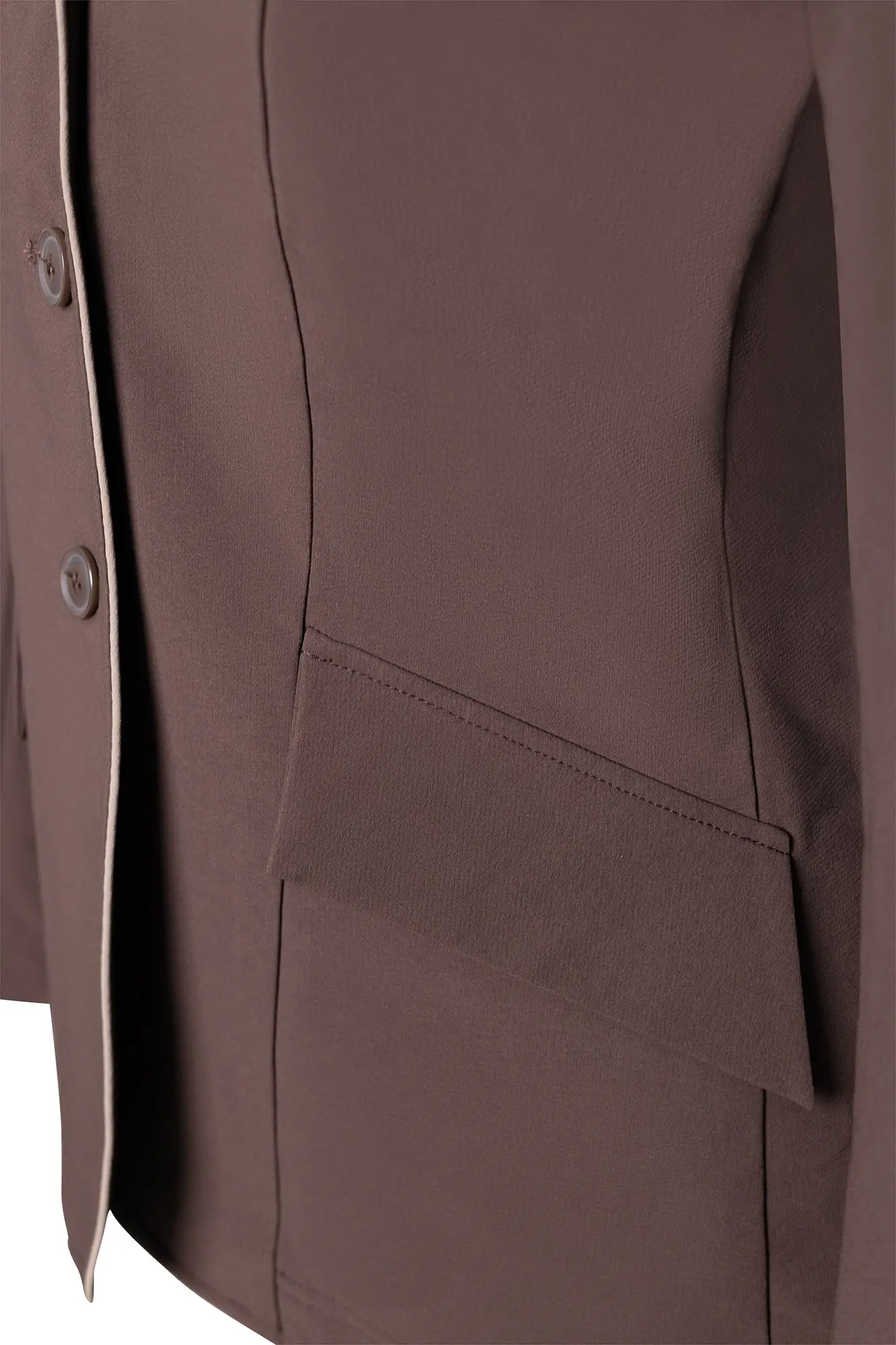 Grand Prix Ladies EQJ 3 Button Show Coat, Chocolate with Tan Piping - Image 10