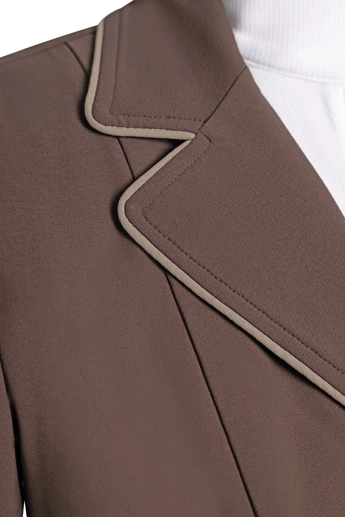 Grand Prix Ladies EQJ 3 Button Show Coat, Chocolate with Tan Piping - Image 9