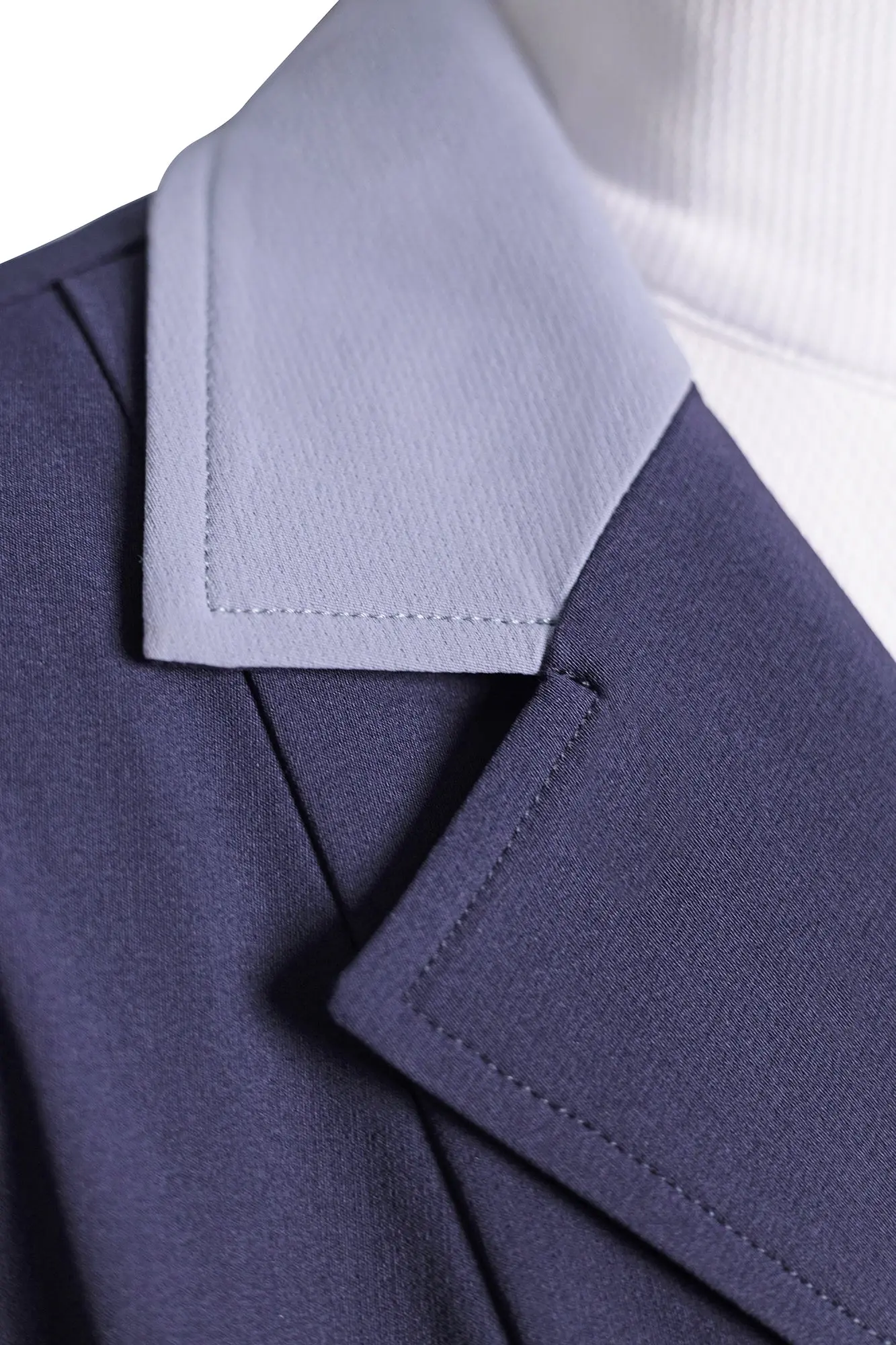 Grand Prix Ladies EQJ 3 Button Show Coat, Navy with Cadet Blue Collar - Image 7