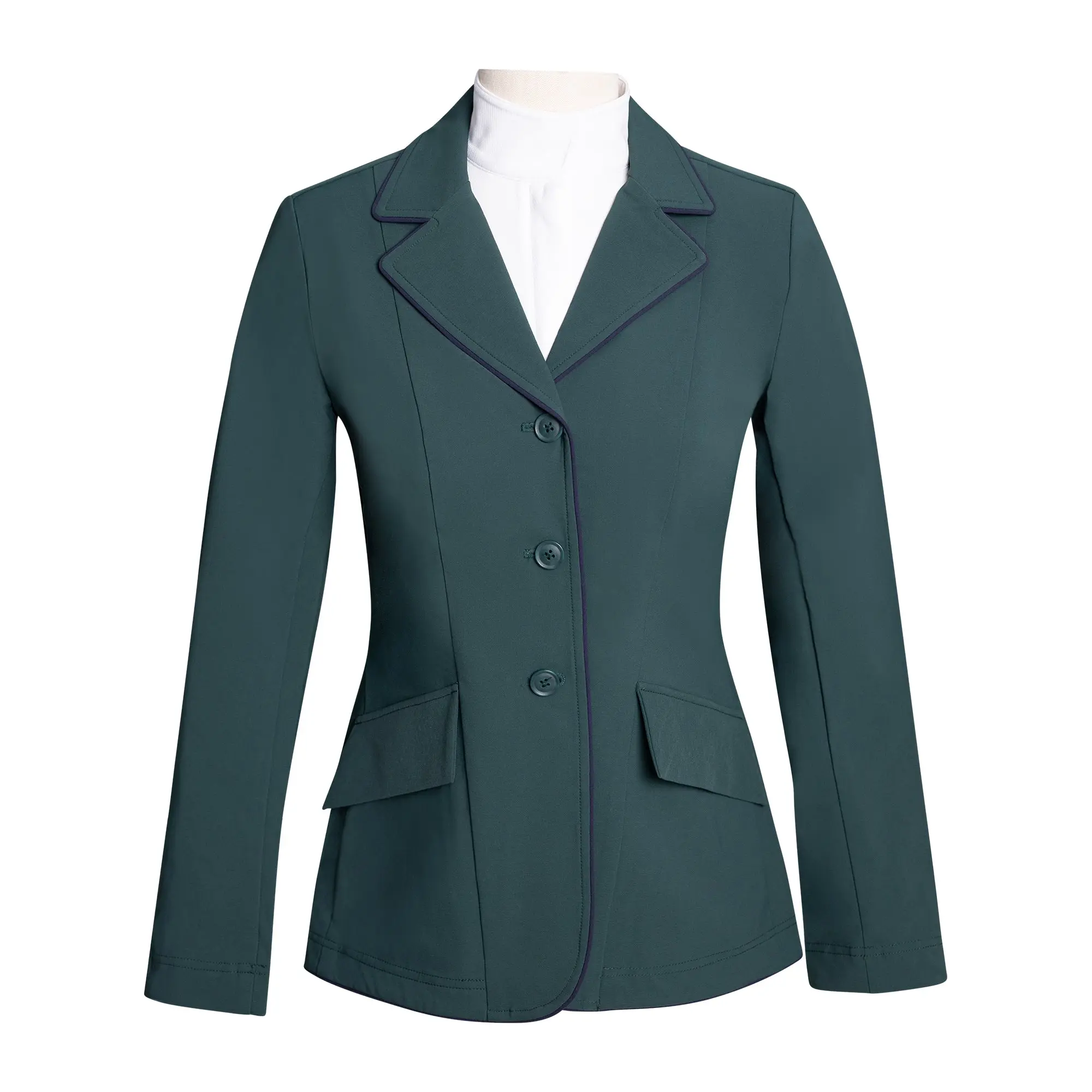 Grand Prix Ladies EQJ Classic 3 Button Show Jacket, New Green with Navy Piping - Image 4