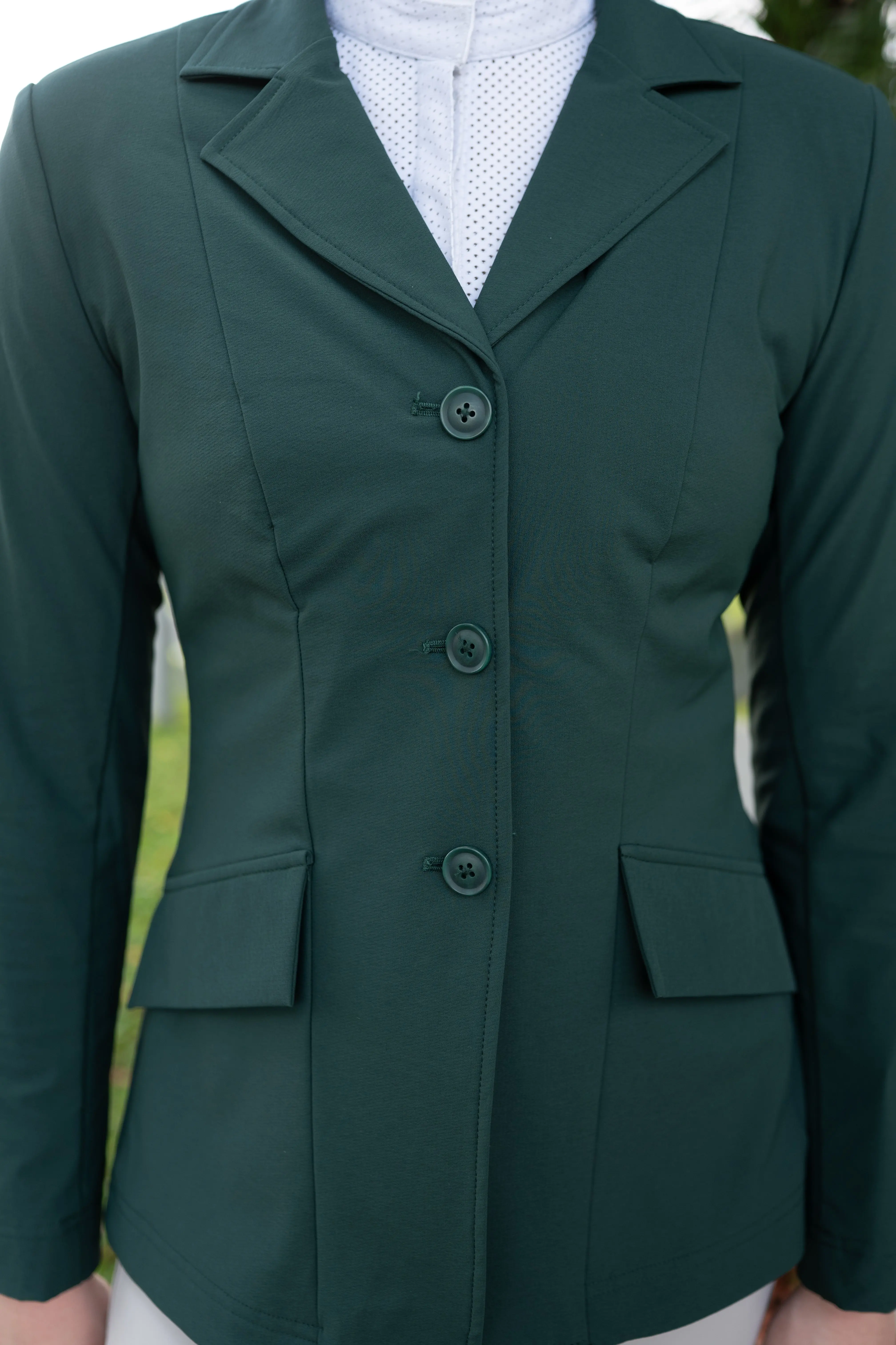 Grand Prix Ladies EQJ 3 Button Show Coat, NY Tech Fabric, New Green - Image 4