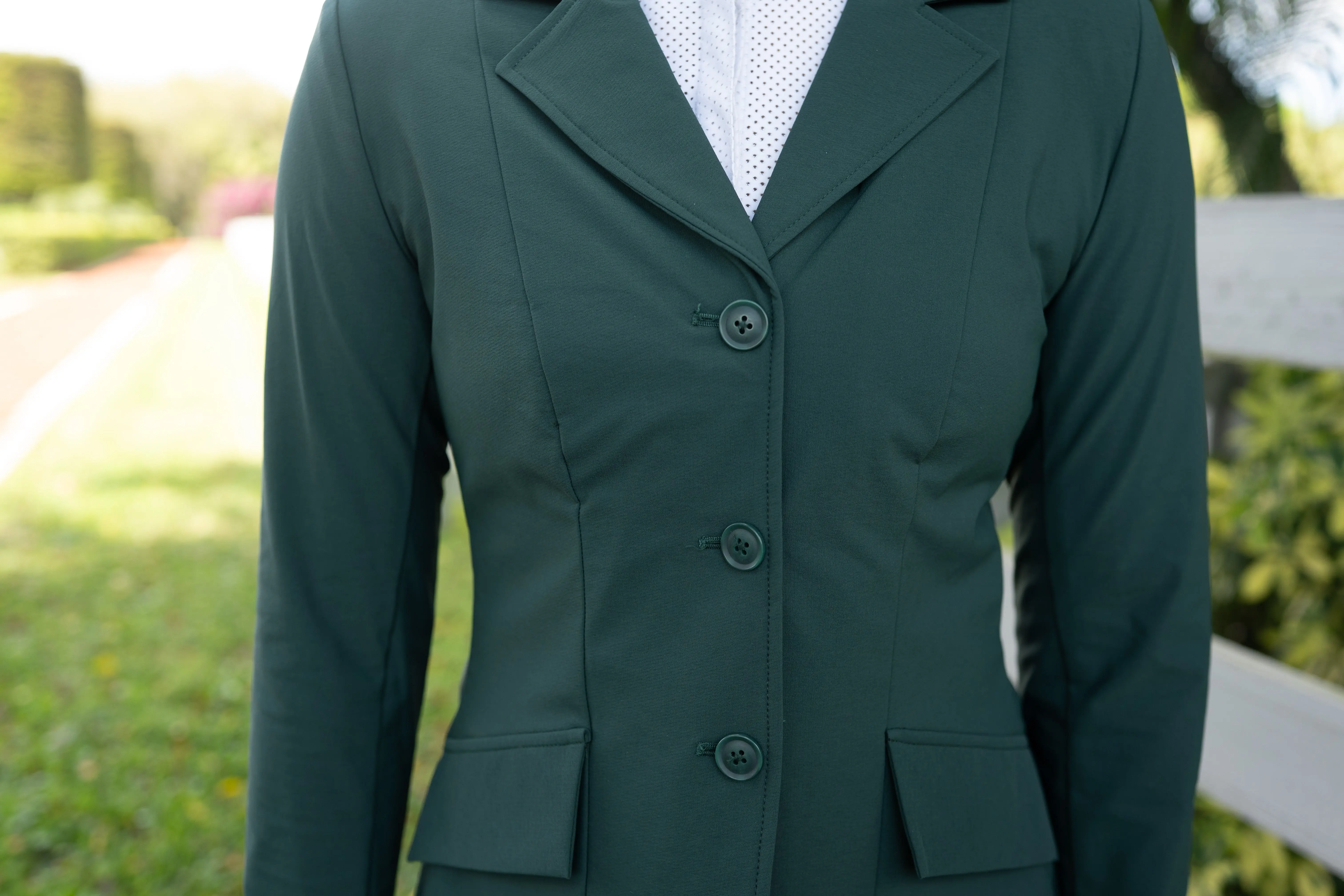 Grand Prix Ladies EQJ 3 Button Show Coat, NY Tech Fabric, New Green - Image 5