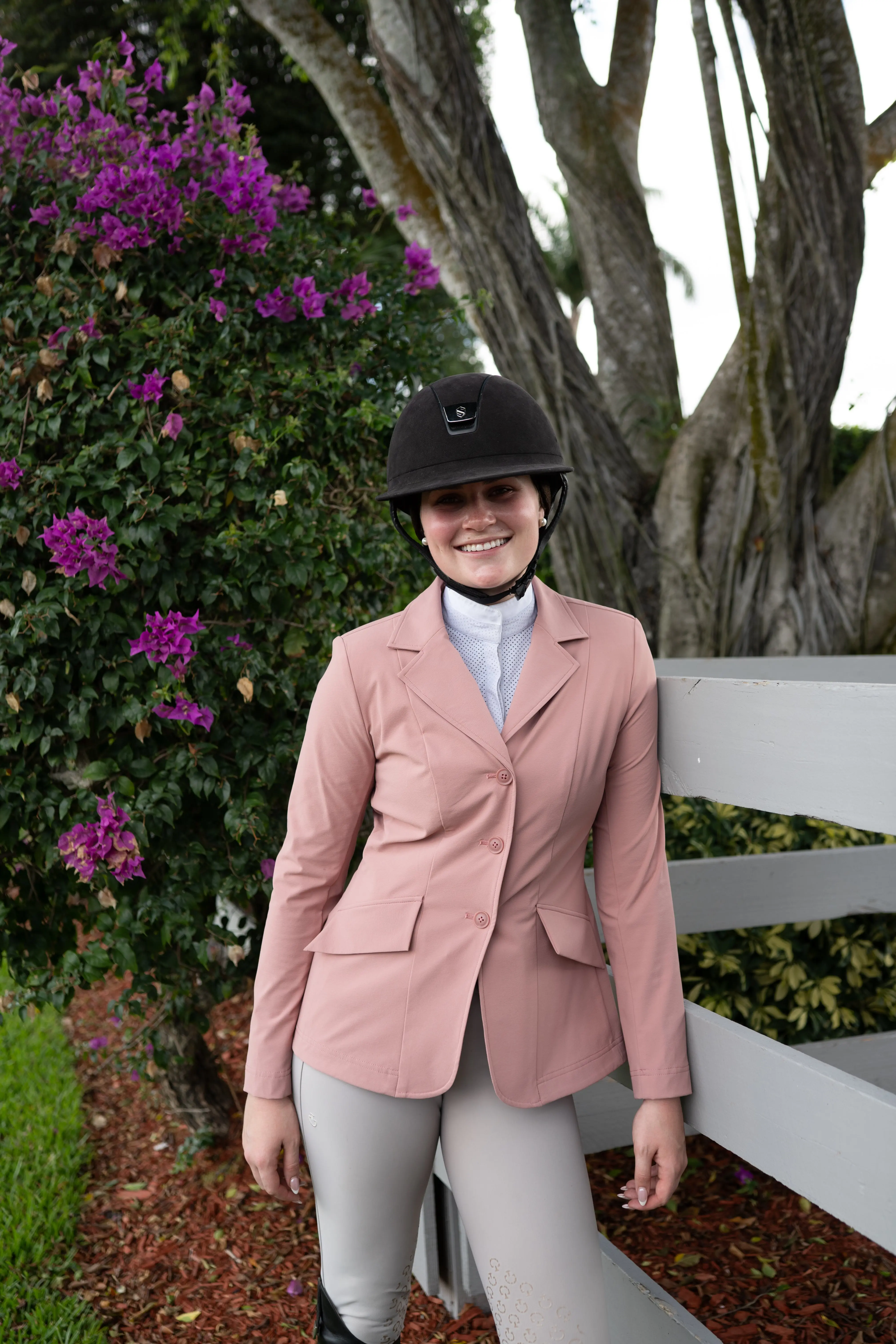 Grand Prix Ladies EQJ 3 Button Show Coat, NY Tech Fabric, Rose - Image 3