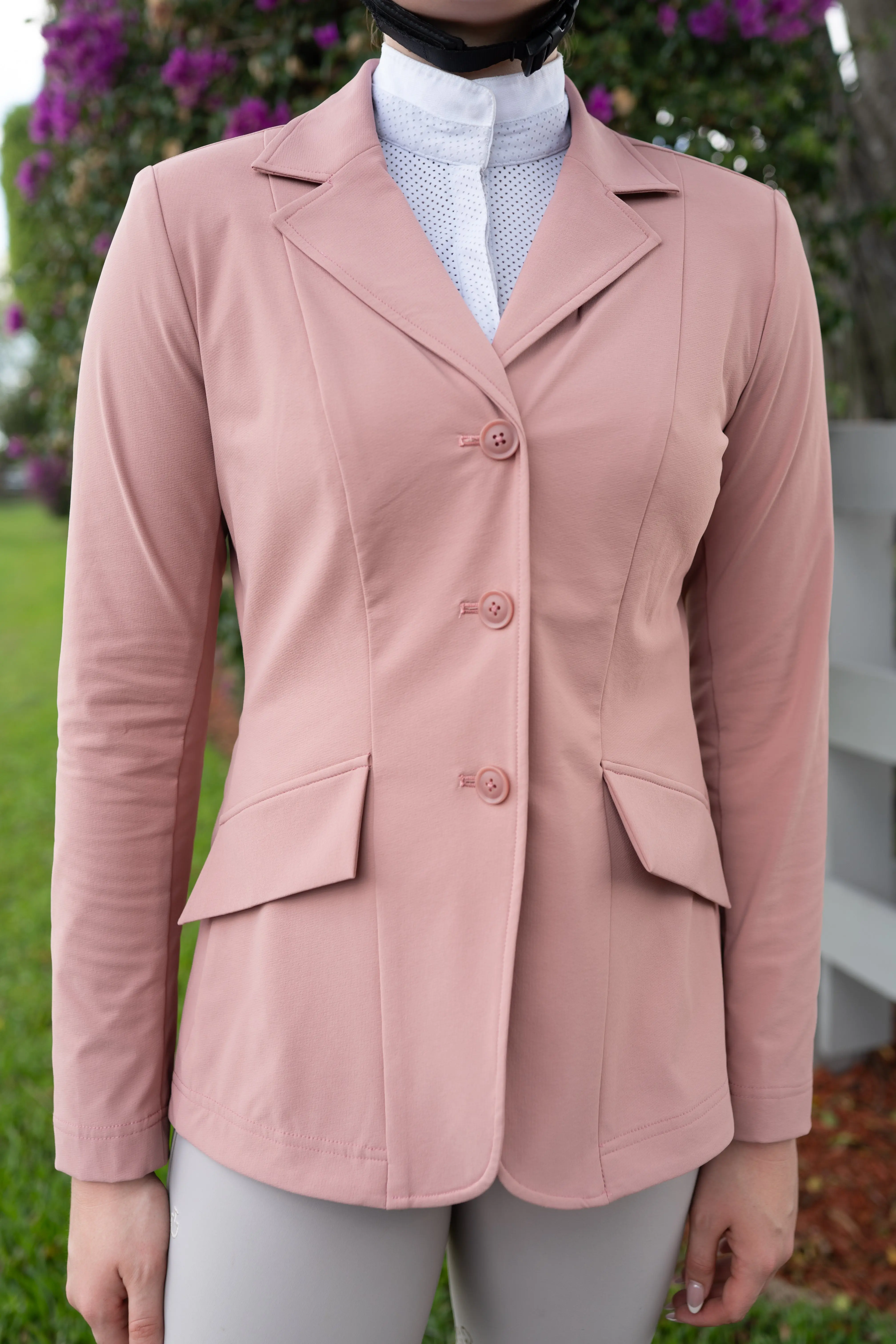 Grand Prix Ladies EQJ 3 Button Show Coat, NY Tech Fabric, Rose - Image 4