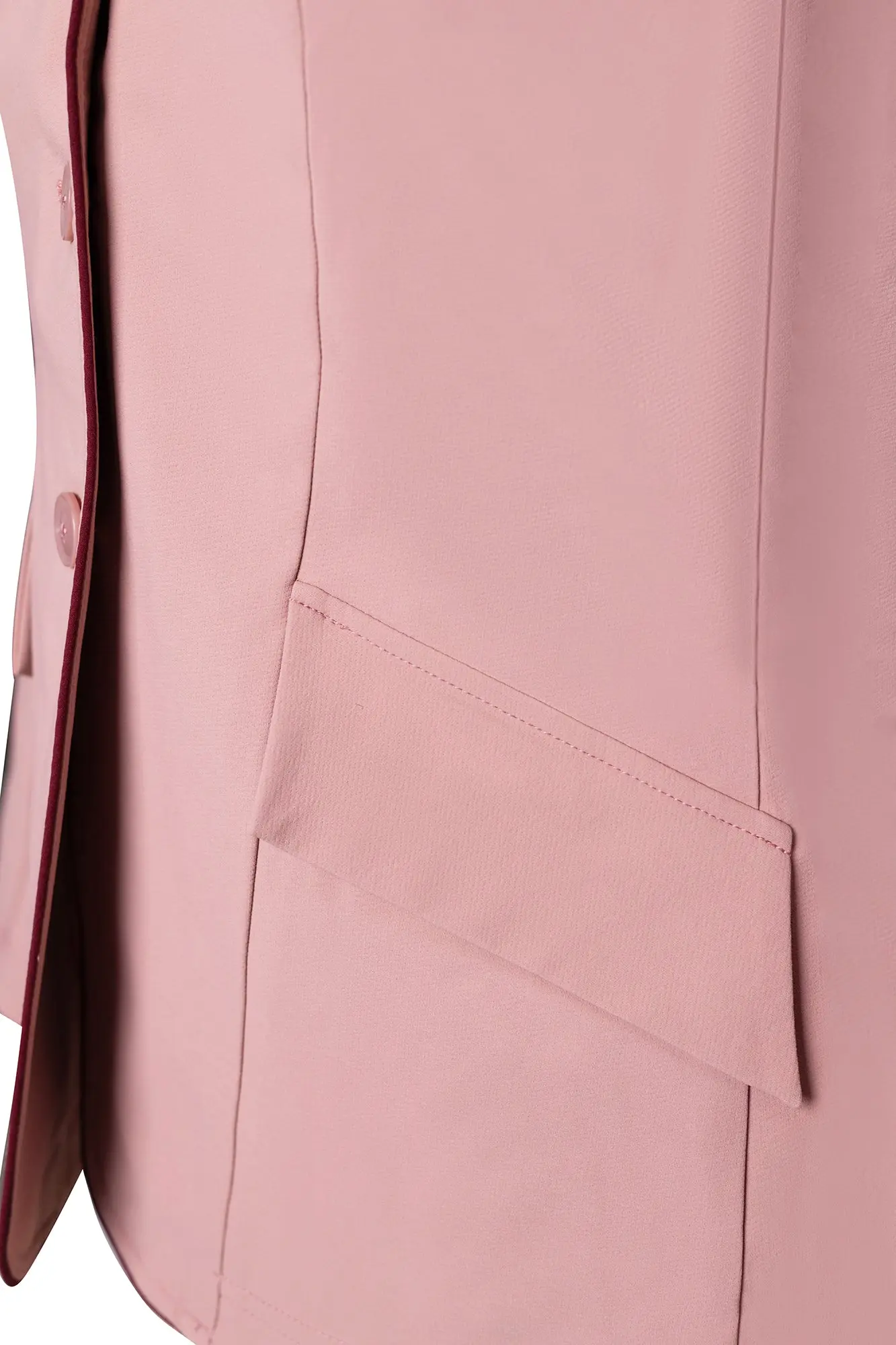 Grand Prix Ladies EQJ 3 Button Show Coat, Rose with Burgundy Piping - Image 8