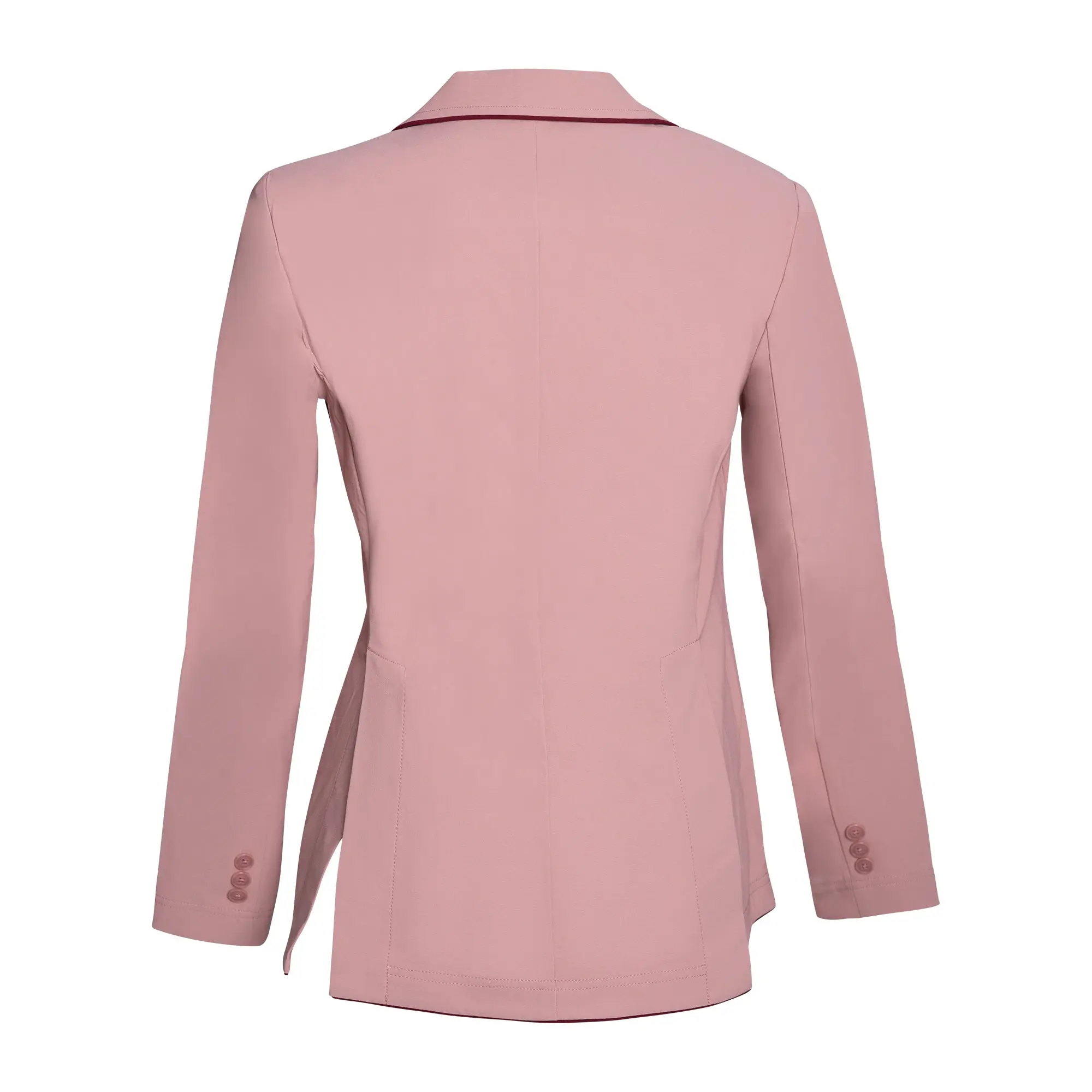 Grand Prix Ladies EQJ 3 Button Show Coat, Rose with Burgundy Piping - Image 9