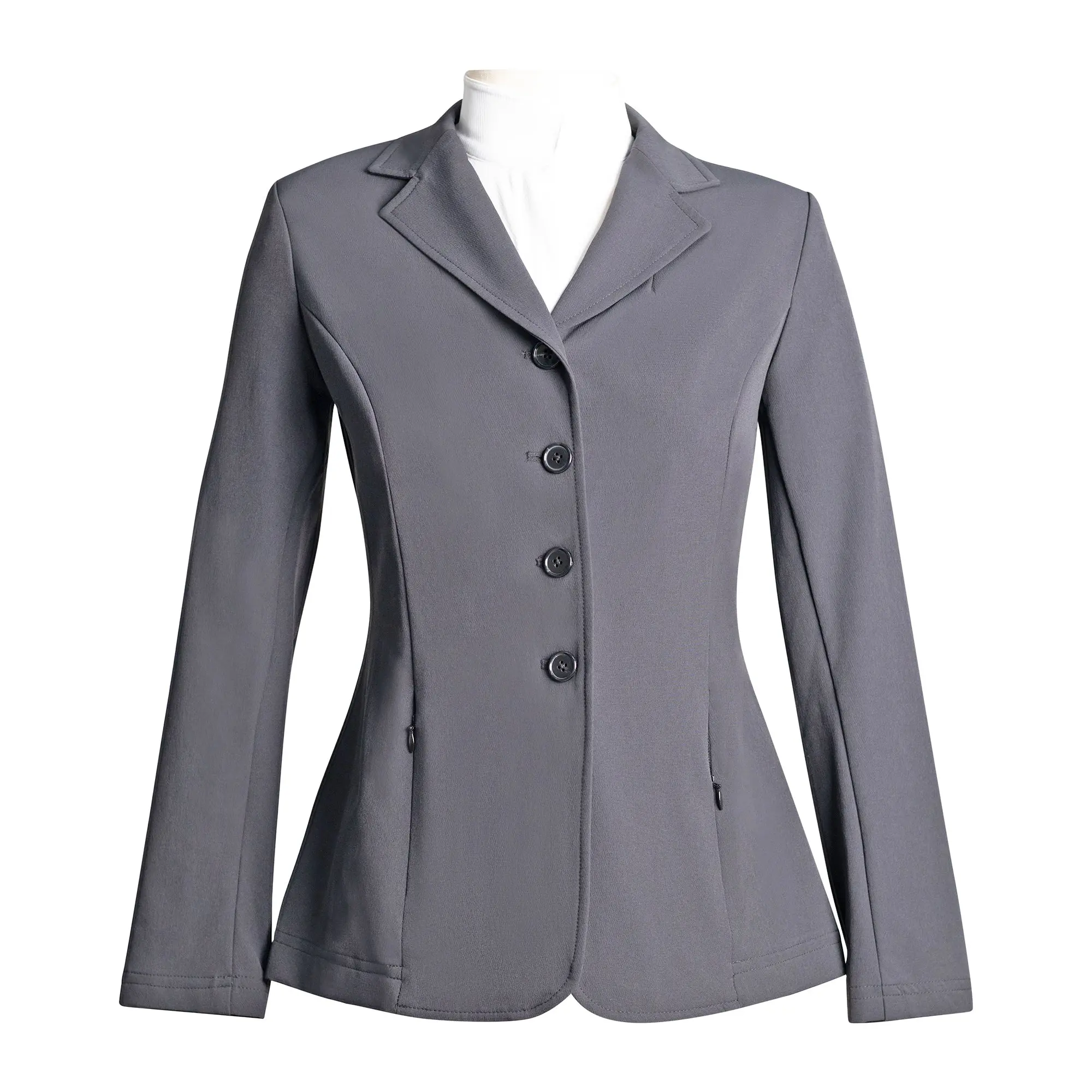 Grand Prix Ladies Quinn Show Coat, 4 Button with Hidden Zipper Closure, Navy - Image 6
