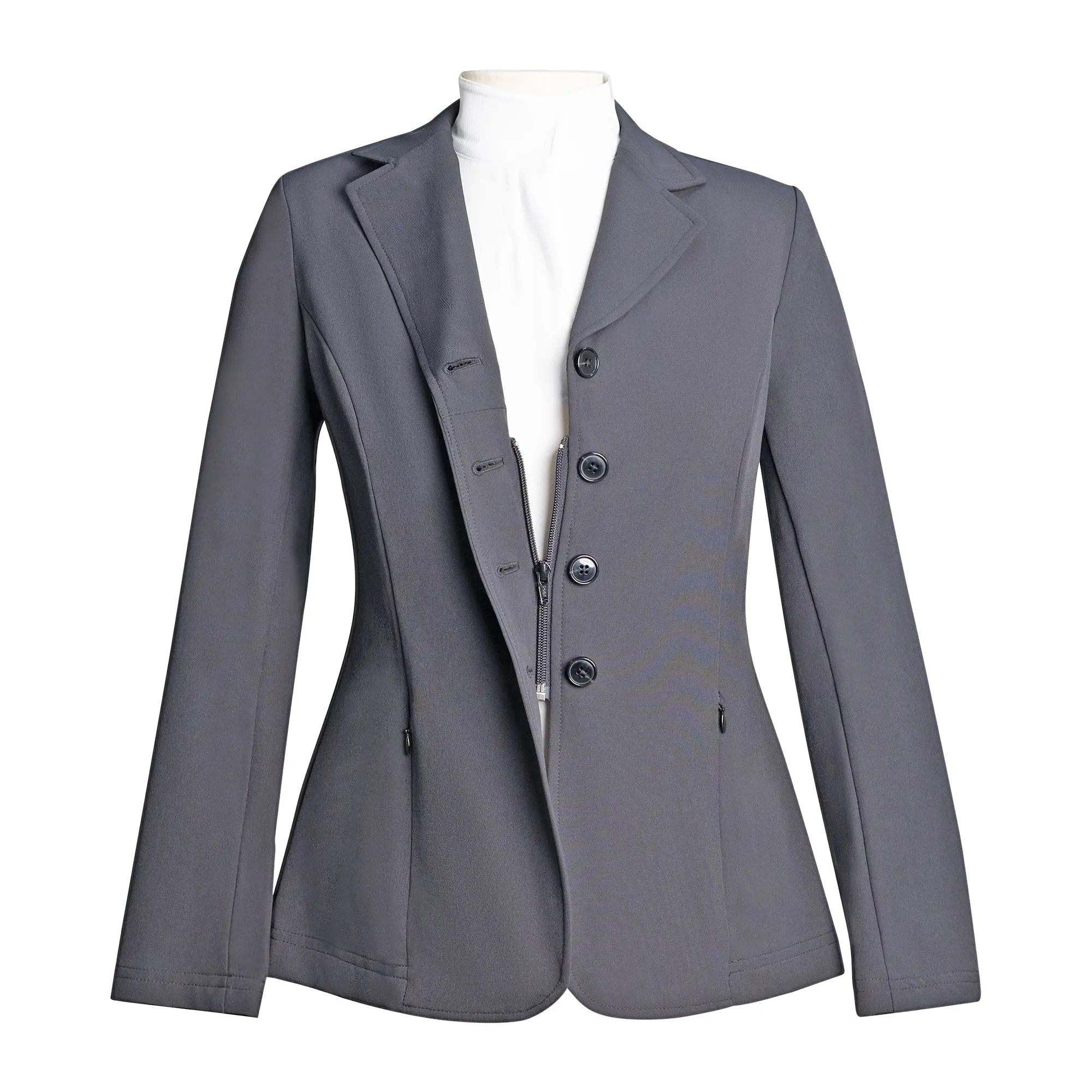 Grand Prix Ladies Quinn Show Coat, 4 Button with Hidden Zipper Closure, Navy - Image 7