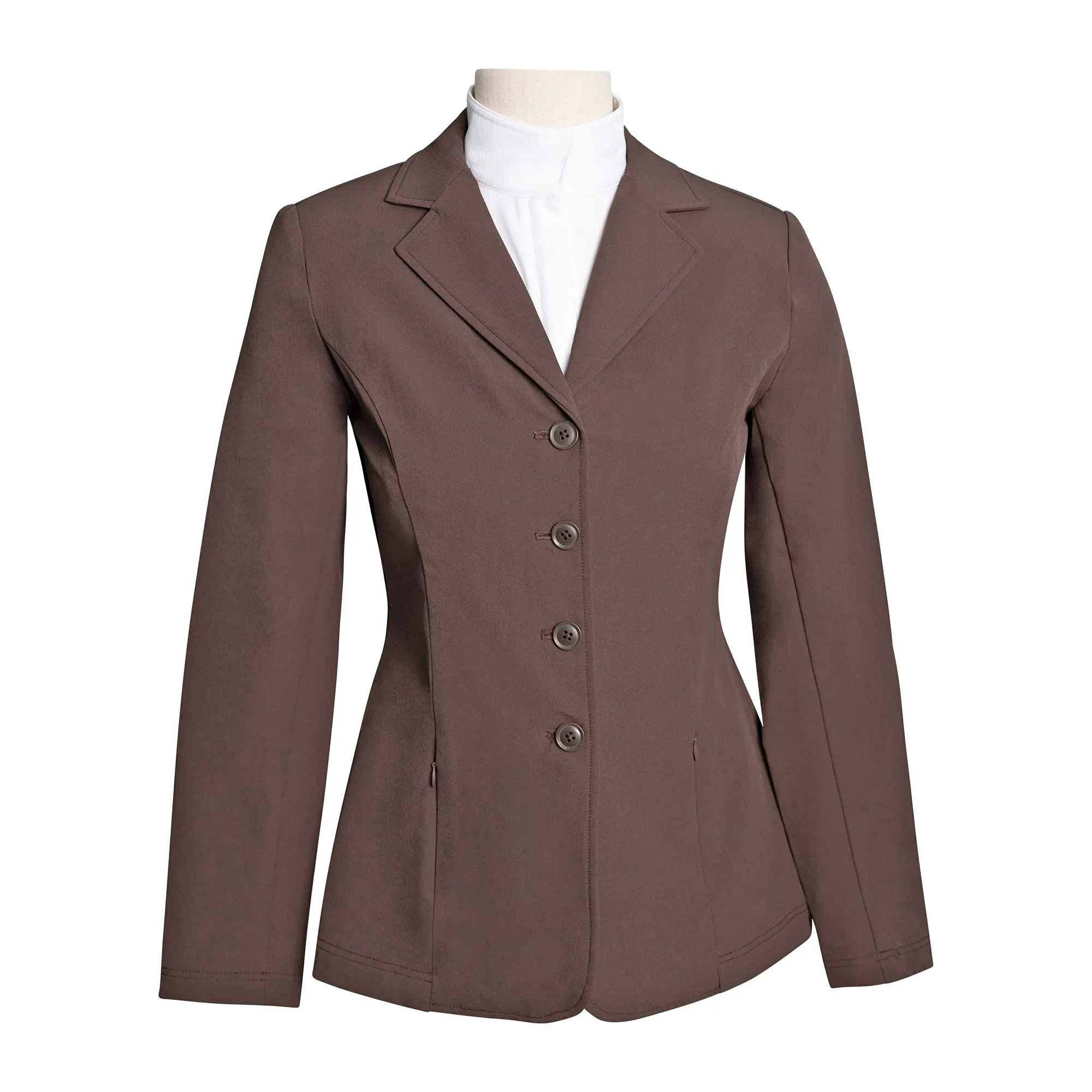 Grand Prix Quinn Show Jacket, 4 Button Front with Hidden Zipper Closure, Chocolate - Image 4
