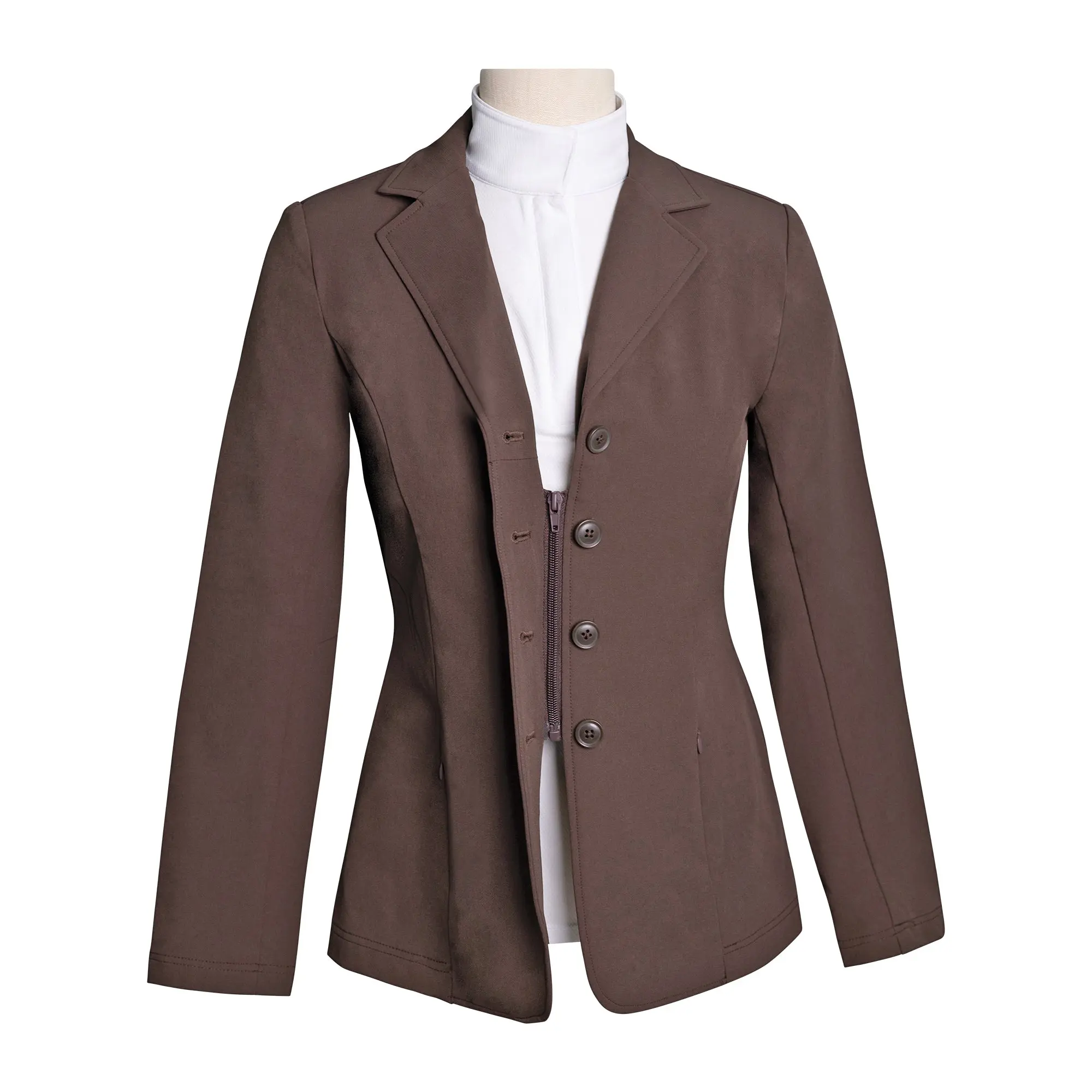 Grand Prix Quinn Show Jacket, 4 Button Front with Hidden Zipper Closure, Chocolate - Image 5