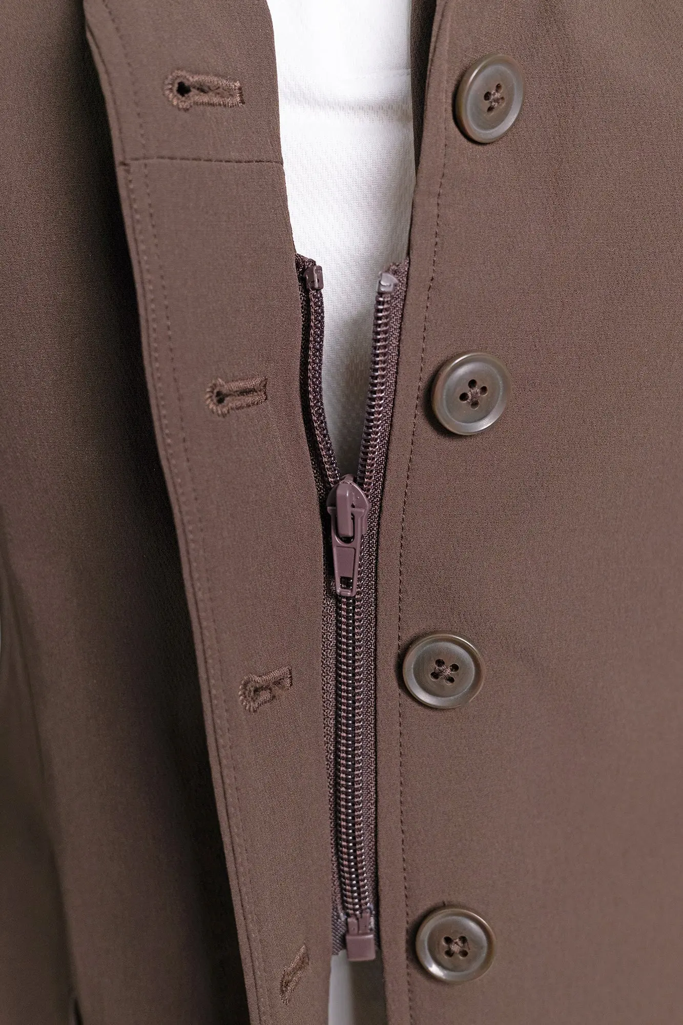 Grand Prix Quinn Show Jacket, 4 Button Front with Hidden Zipper Closure, Chocolate - Image 6