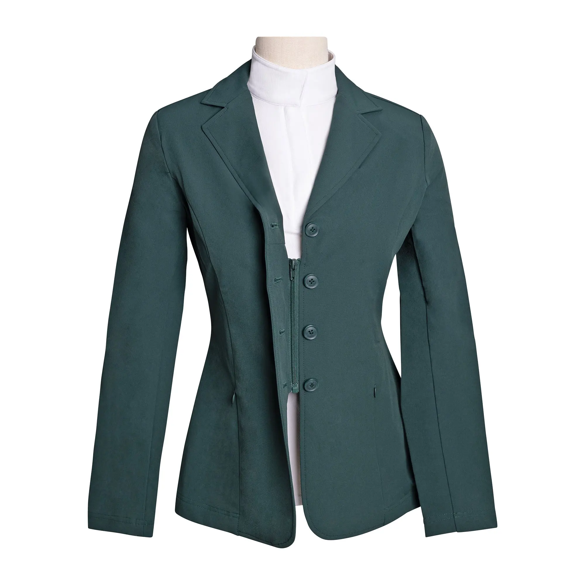 Grand Prix Quinn Show Jacket, 4 Button Front with Hidden Zipper Closure, New Green - Image 5