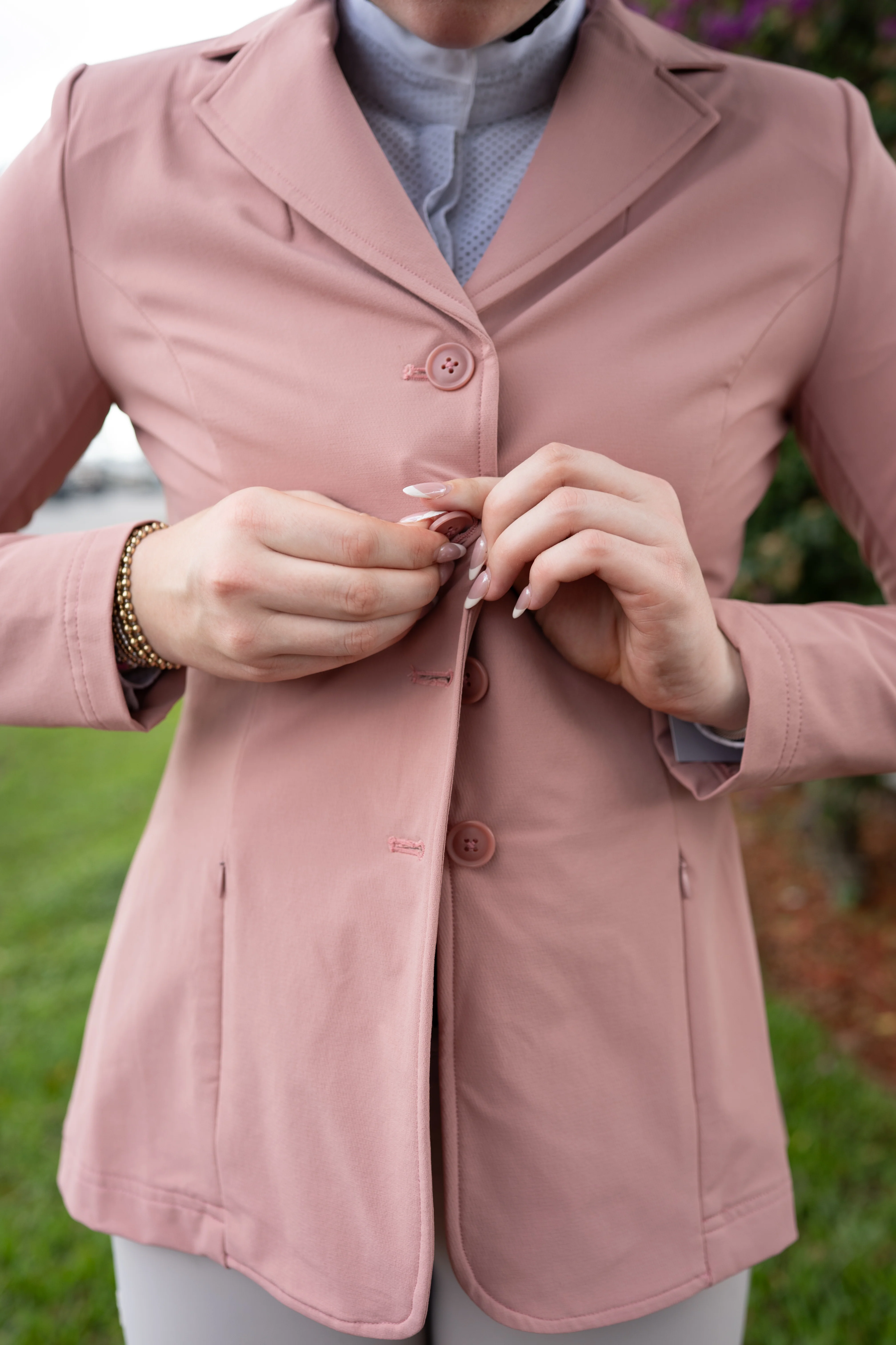 Grand Prix Quinn Show Jacket, 4 Button Front with Hidden Zipper Closure, Rose - Image 3