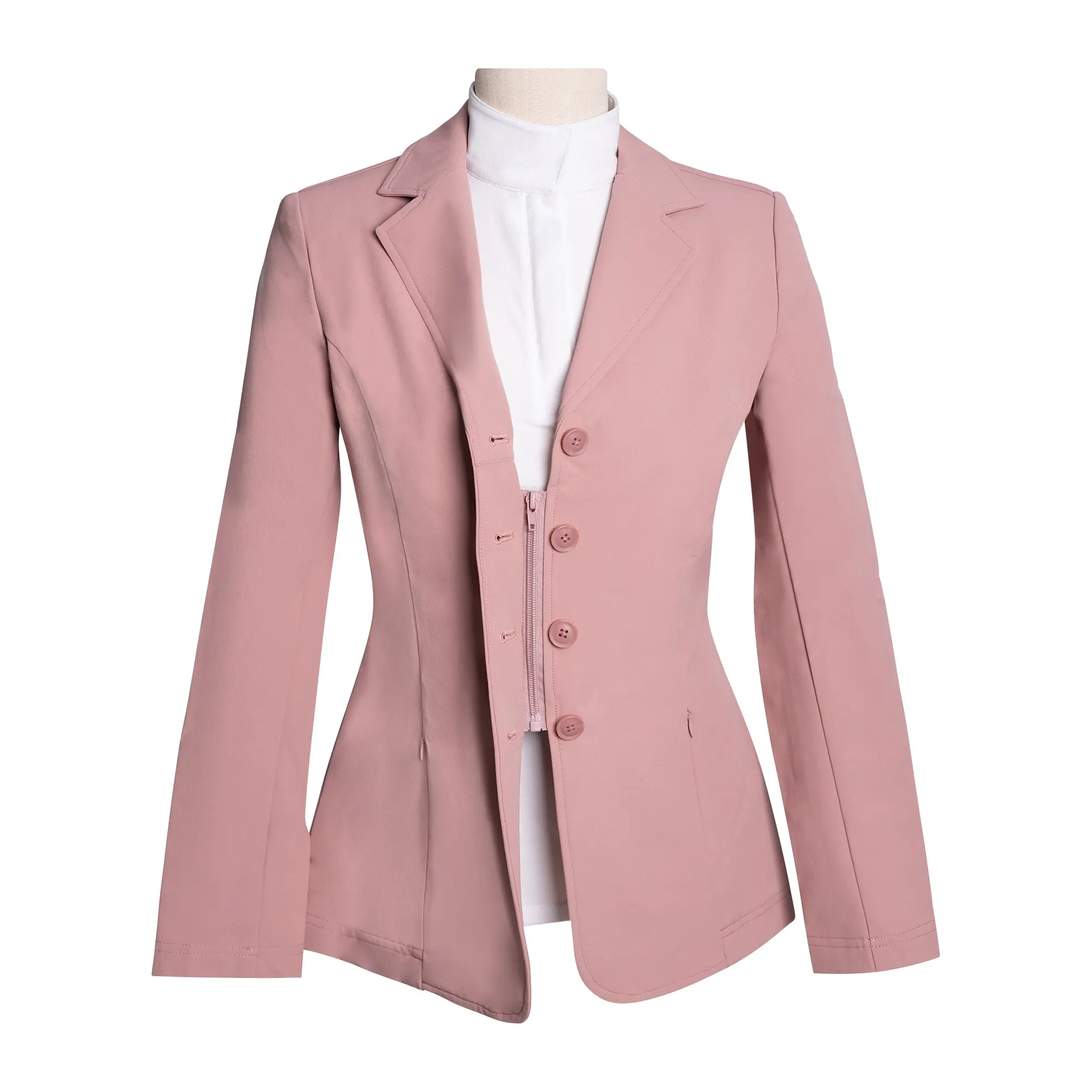 Grand Prix Quinn Show Jacket, 4 Button Front with Hidden Zipper Closure, Rose - Image 7