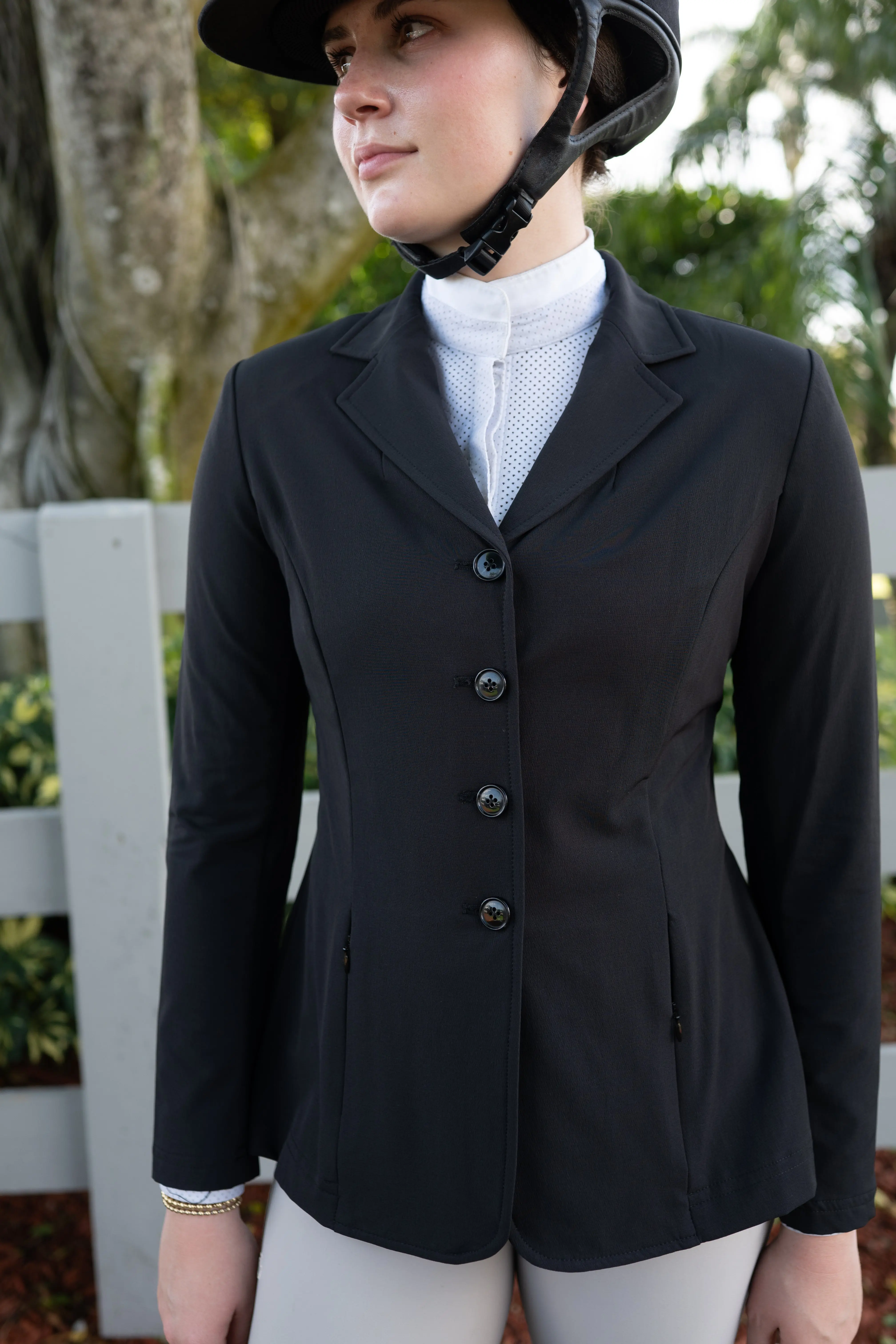 Grand Prix Quinn Show Jacket, 4 Button Front with Hidden Zipper Closure, Black - Image 2