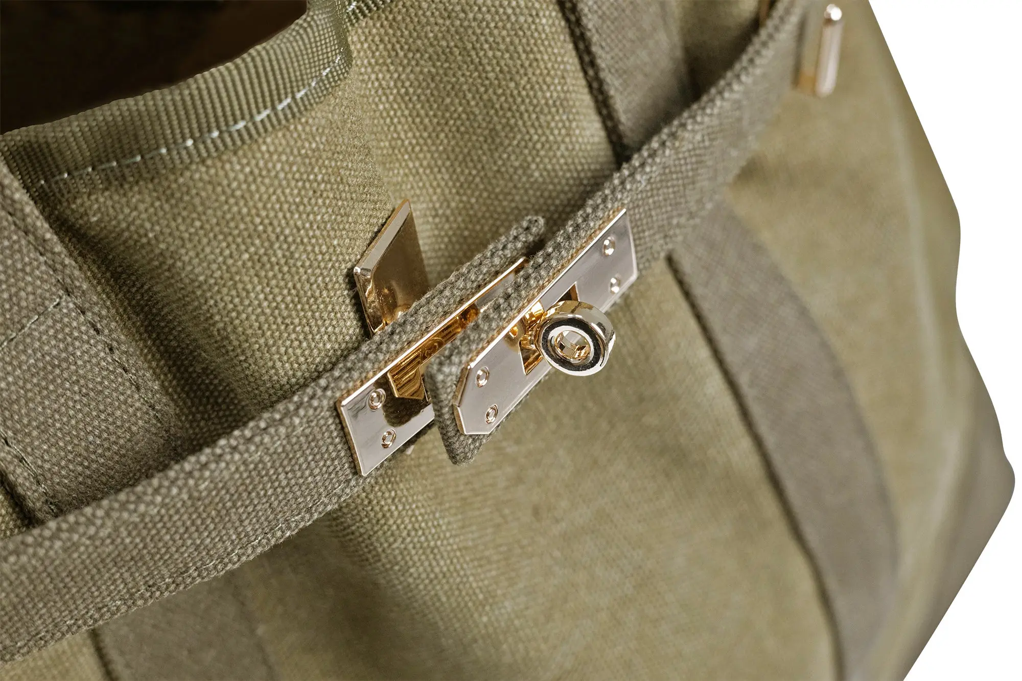 Huntley Equestrian Barnkin Canvas Tote with Gold Hardware, Military Olive - Image 3