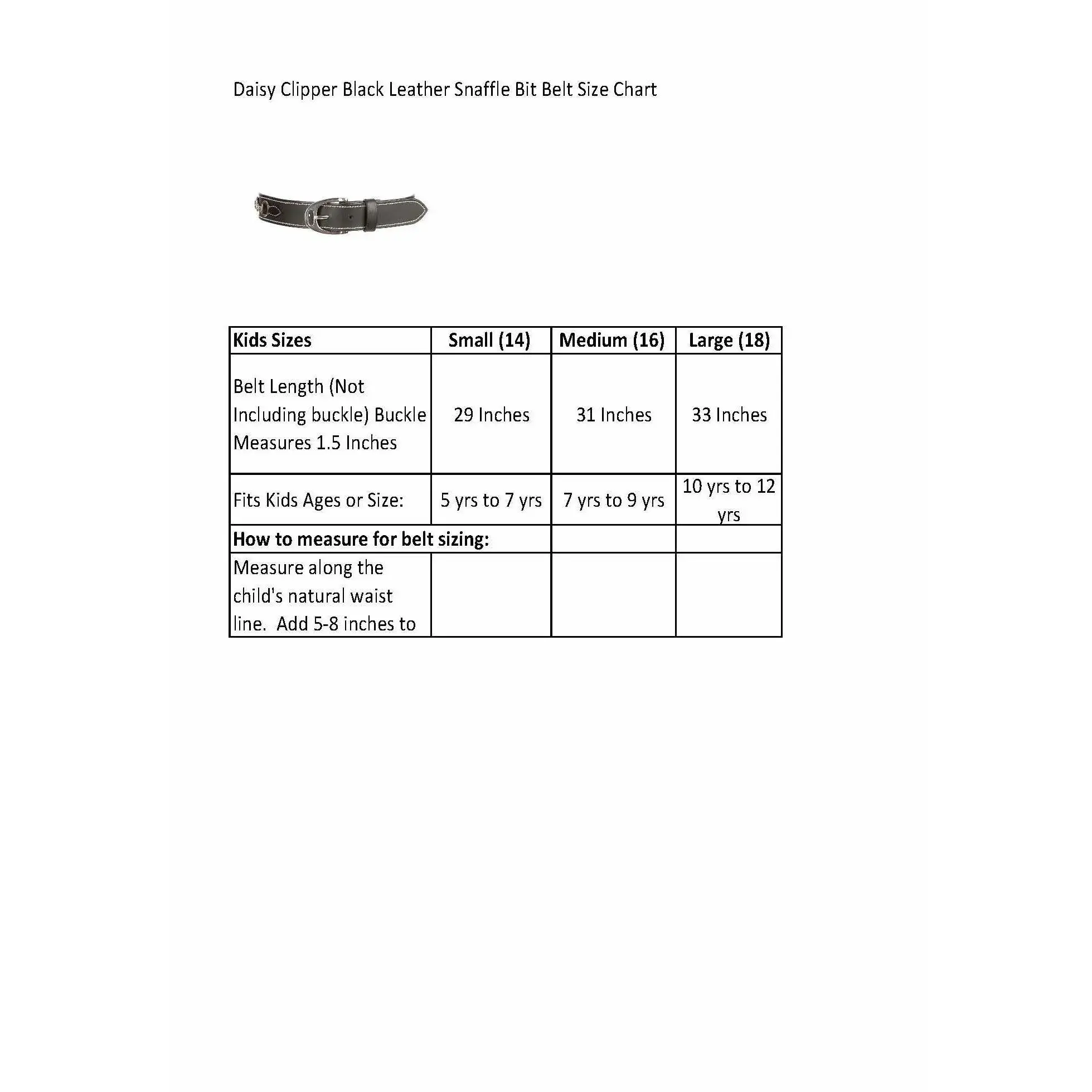 Huntley Equestrian Children's Snaffle Bit Black Leather Belt - Image 5
