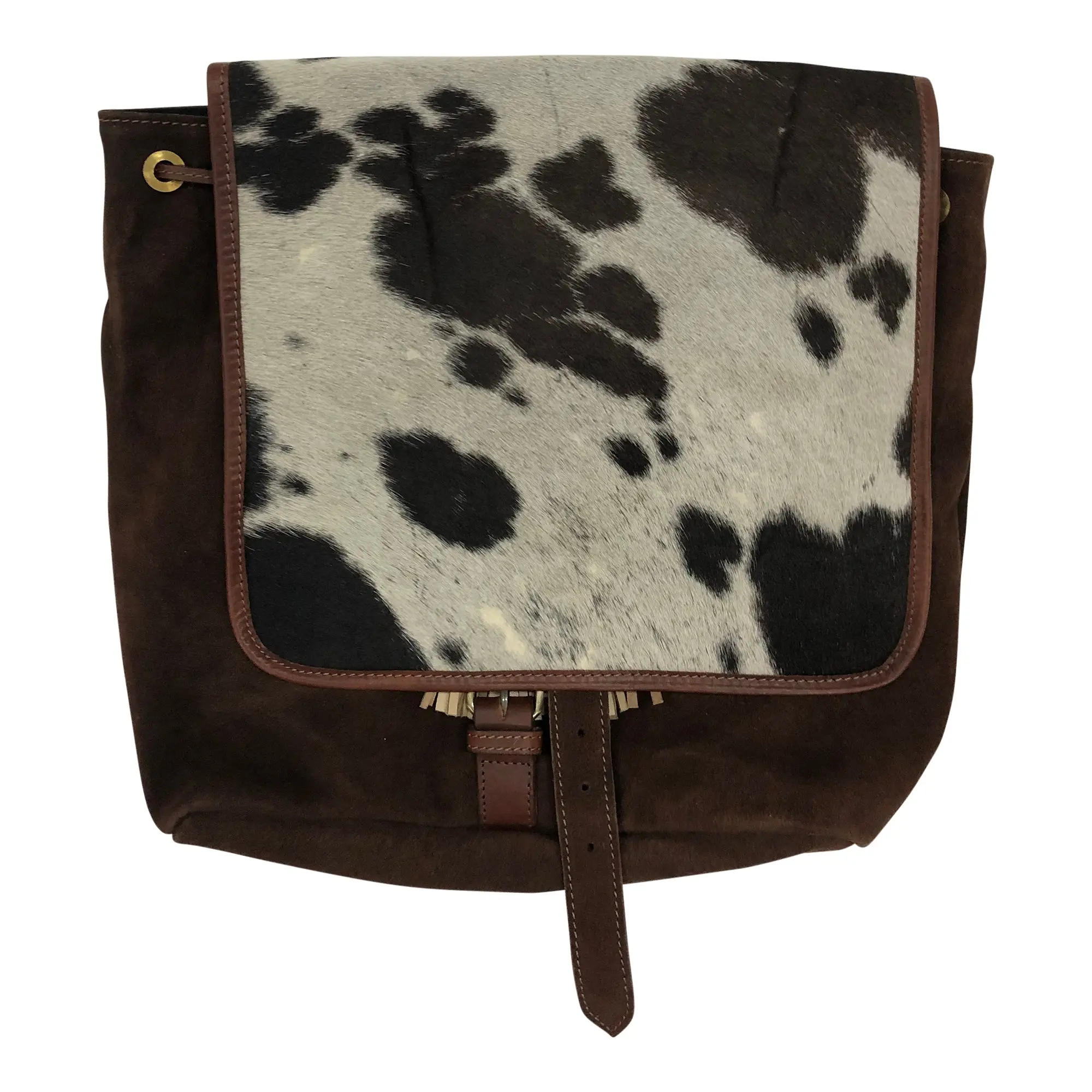 Huntley Equestrian Cowhide Suede Leather Designer Shoulder Backpack - Image 2