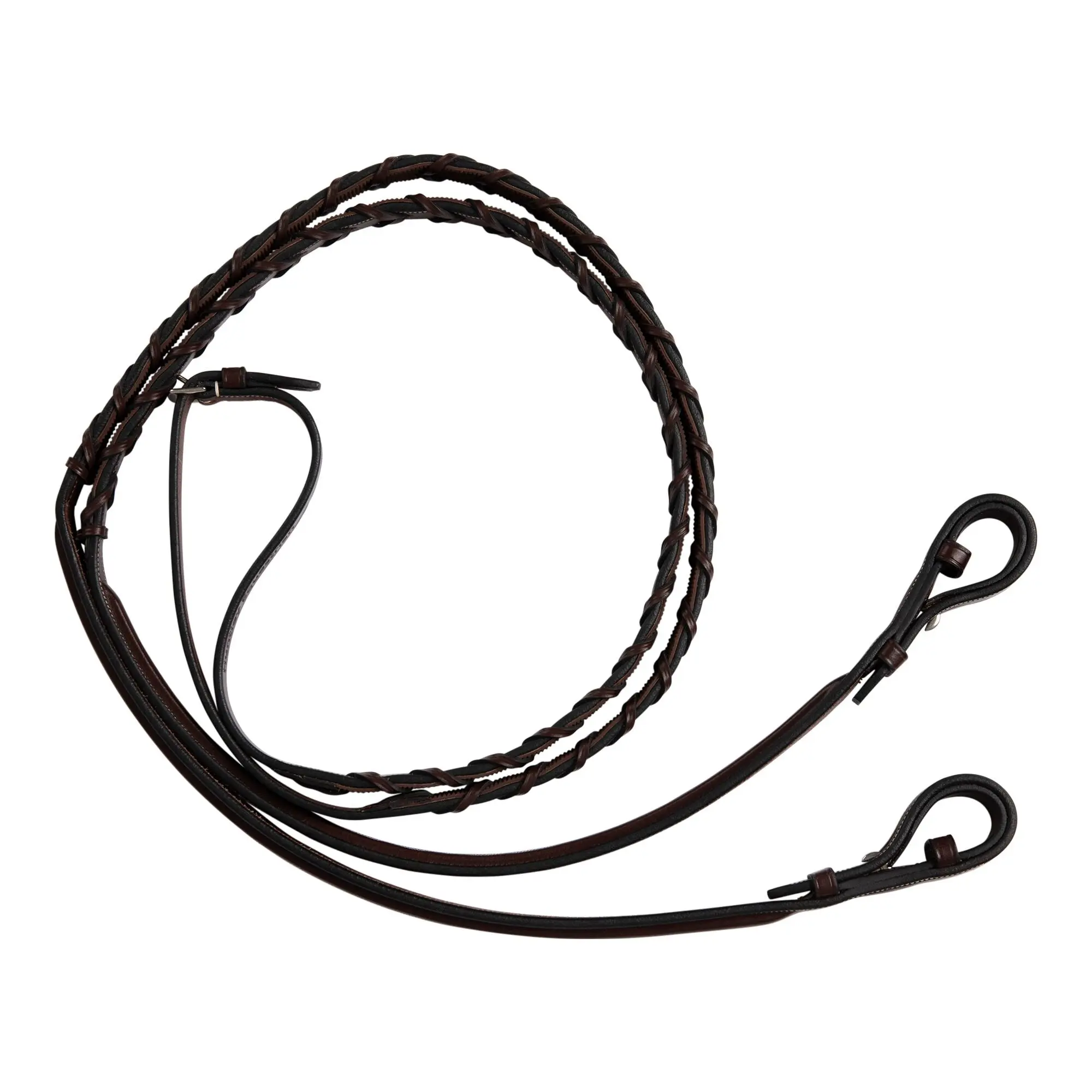 Huntley Equestrian Fancy Stitched Rubber Lined Laced Reins, Size Full