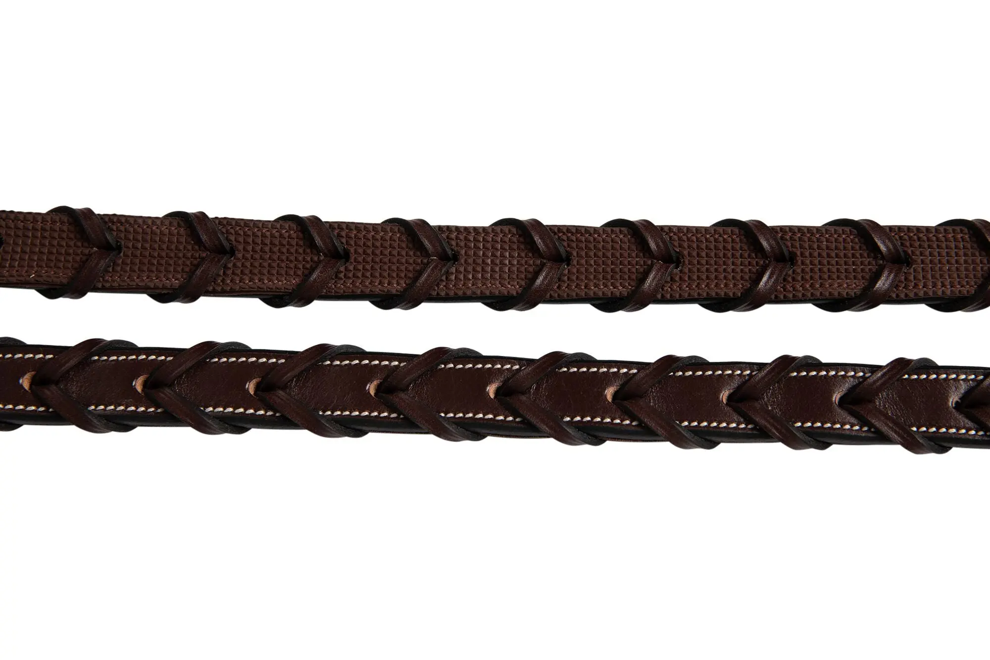 Huntley Equestrian Fancy Stitched Rubber Lined Laced Reins, Size Full - Image 2