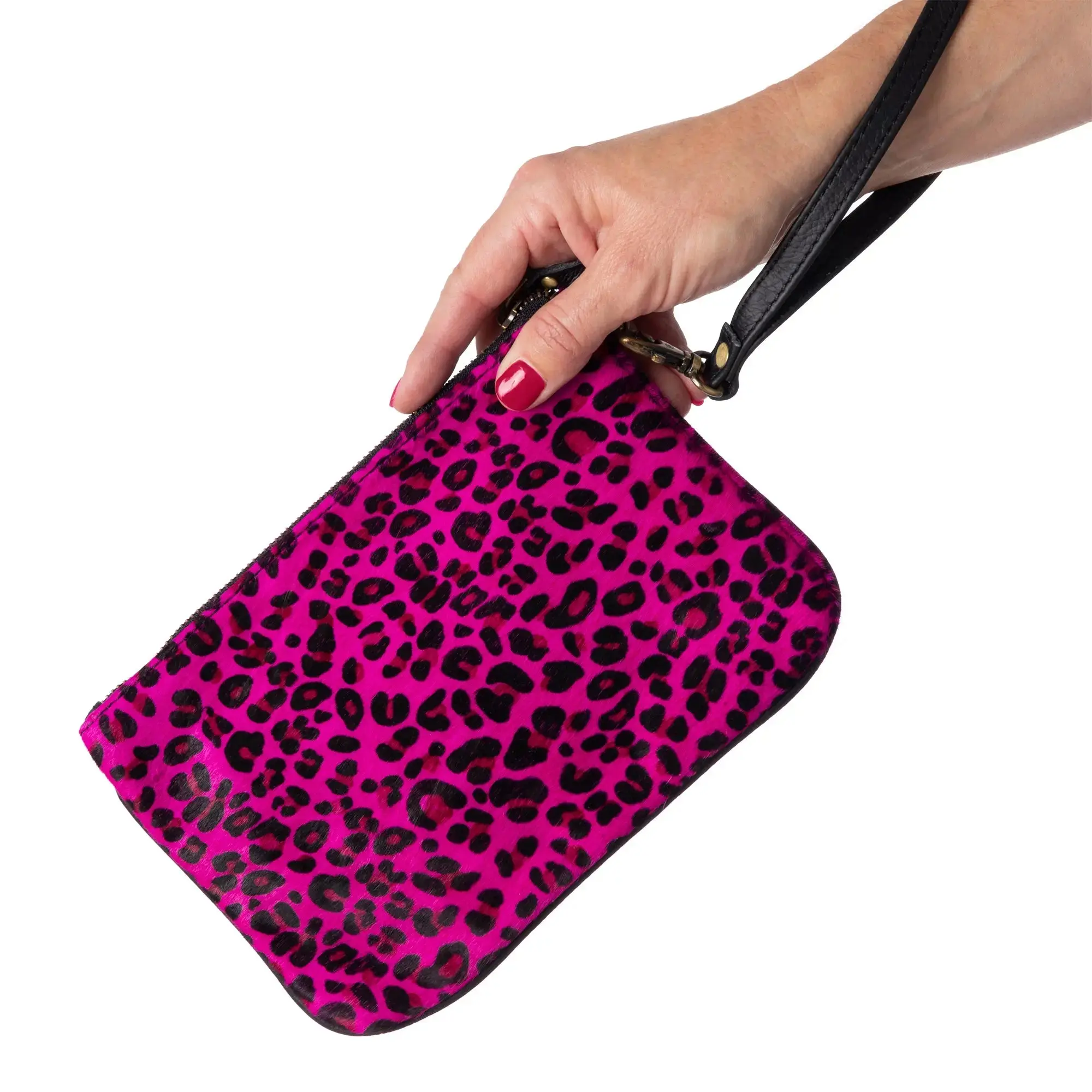 Huntley Equestrian Hair on Hide Leather Wristlet Clutch Wallet Purse, Golden Foil - Image 19