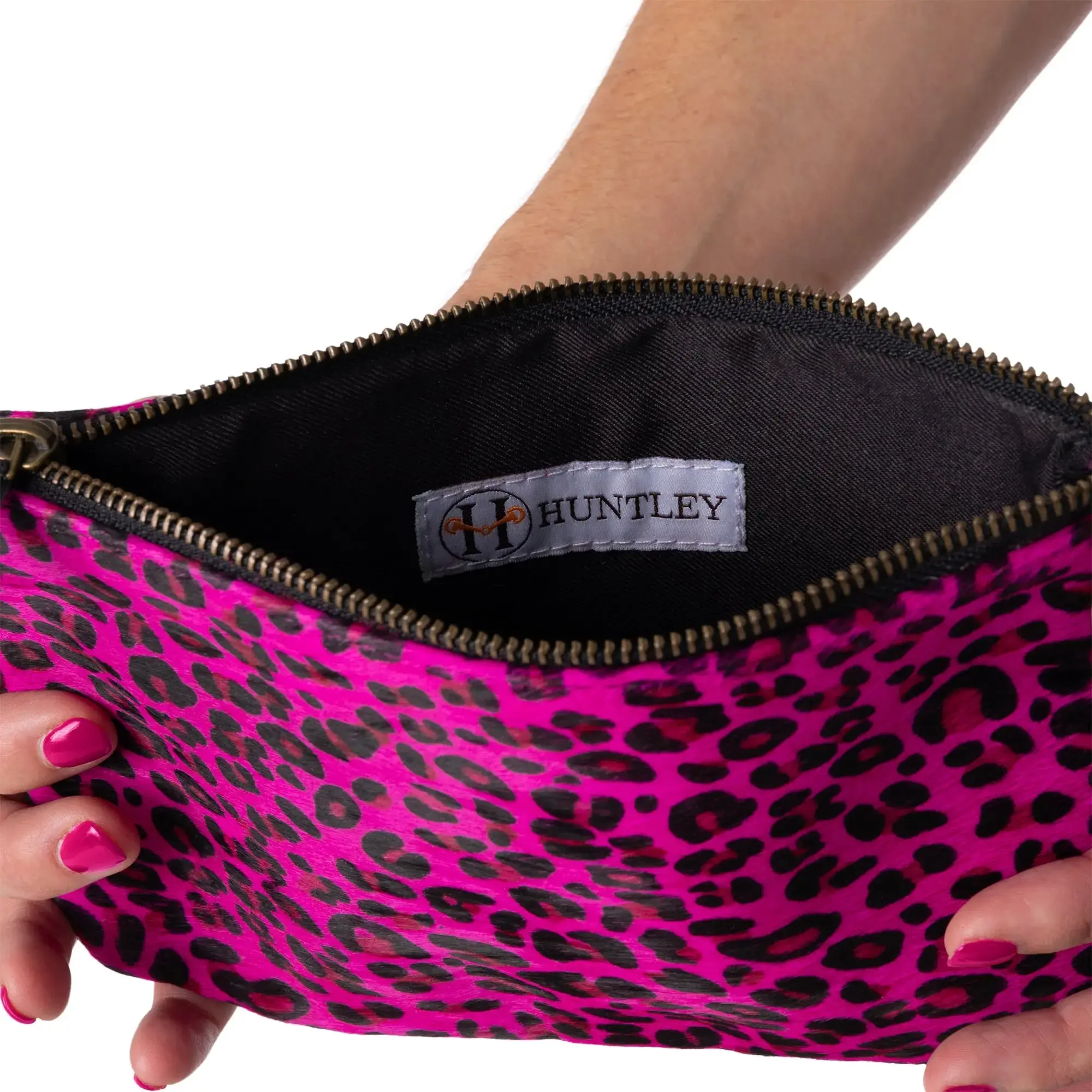 Huntley Equestrian Hair on Hide Leather Wristlet Clutch Wallet Purse, Golden Foil - Image 22
