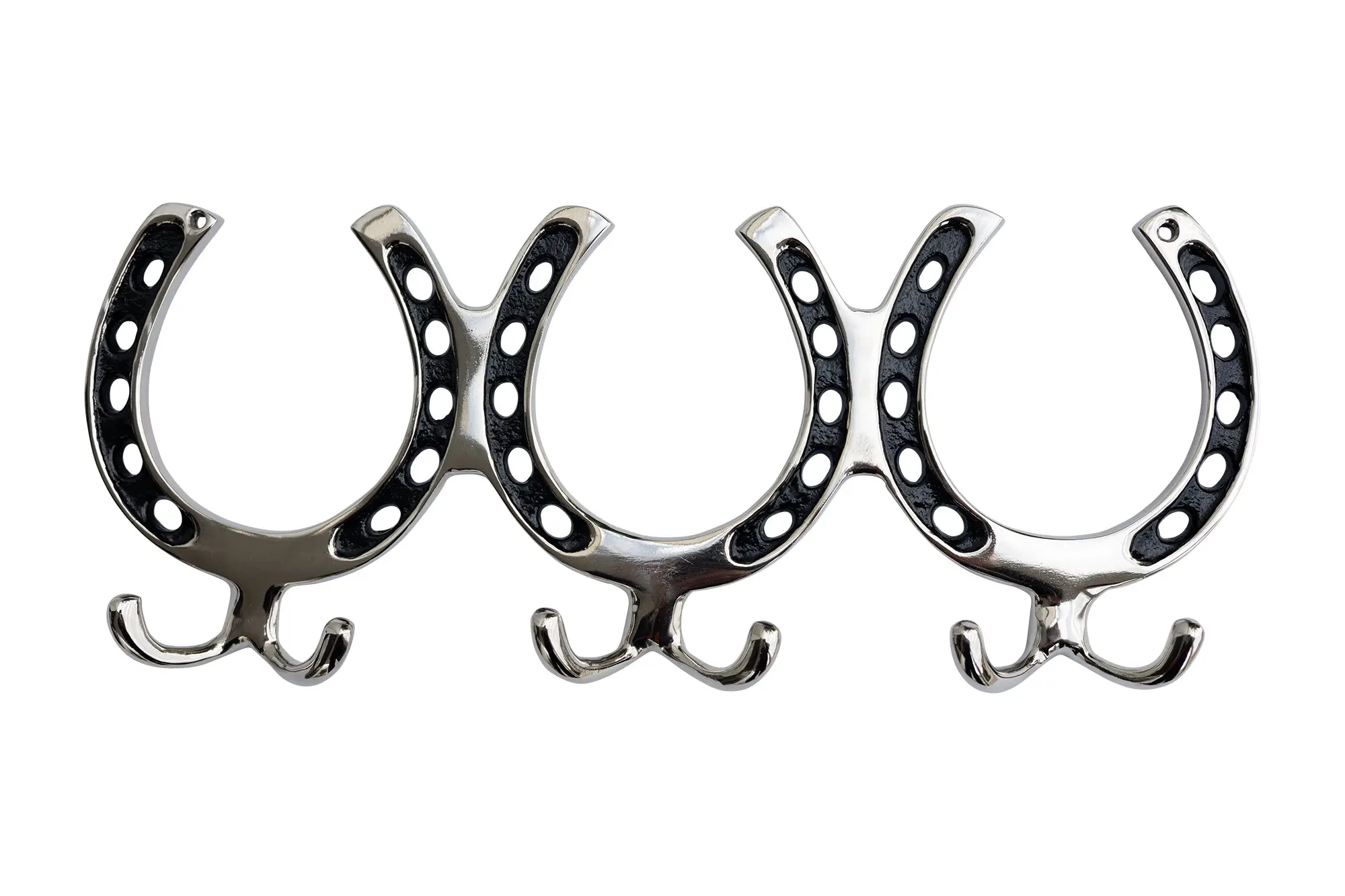 Huntley Equestrian Silver Horseshoe Wall Hook Rack-6 Hook Equestrian Home and Barn Decor