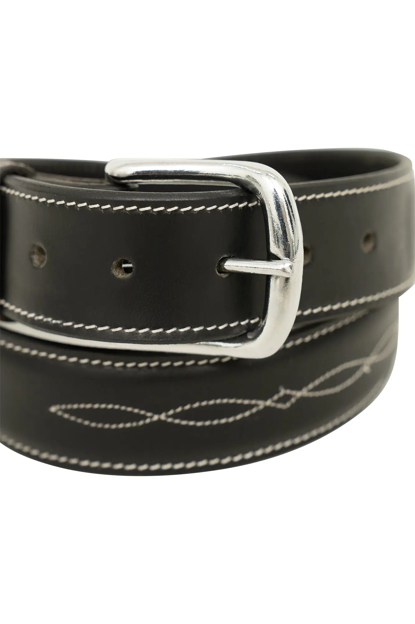 Huntley Fancy Stitched Ladies 1.5" Inch wide belt, Black - Image 3