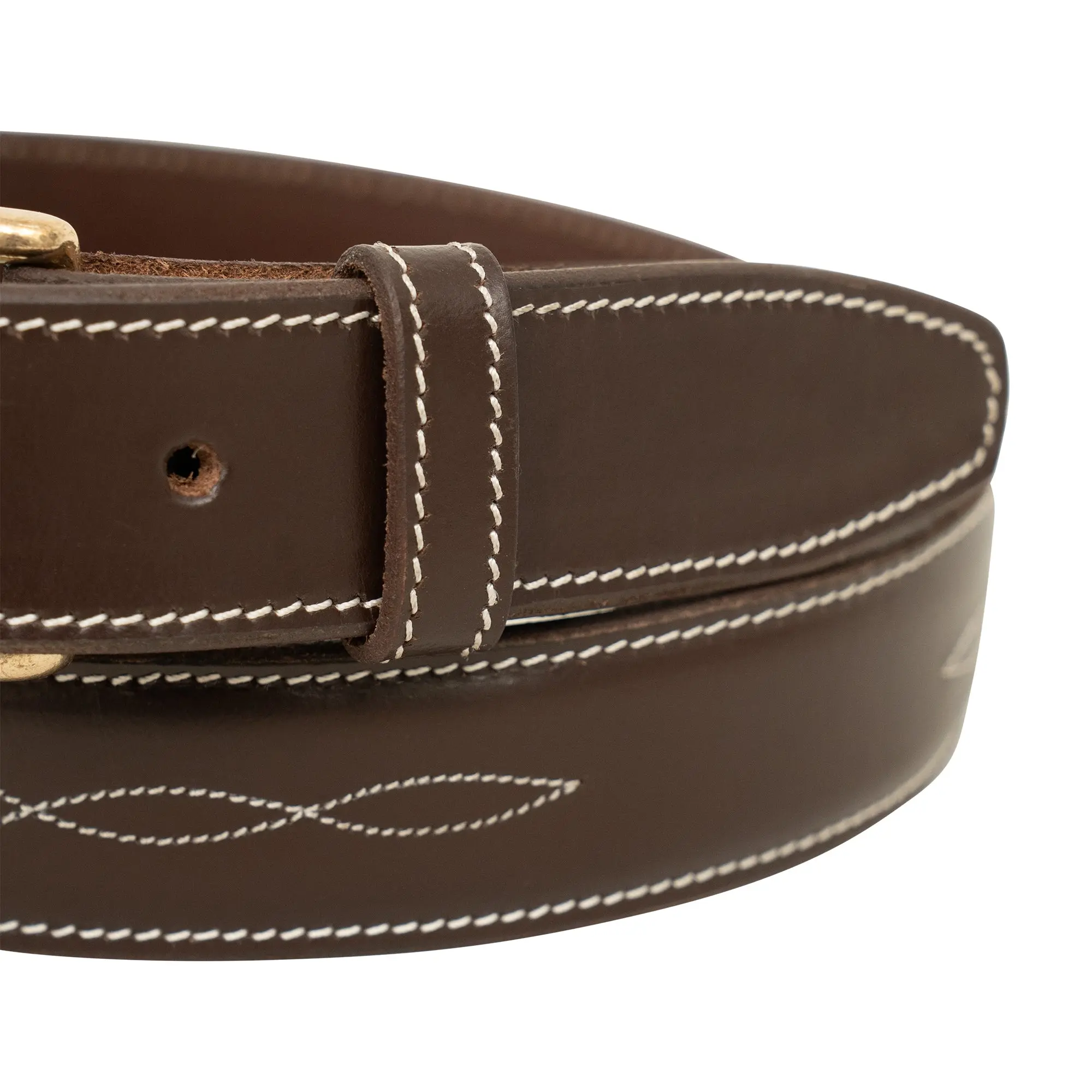 Huntley Fancy Stitched Ladies 1.5" Inch wide belt, Brown - Image 3