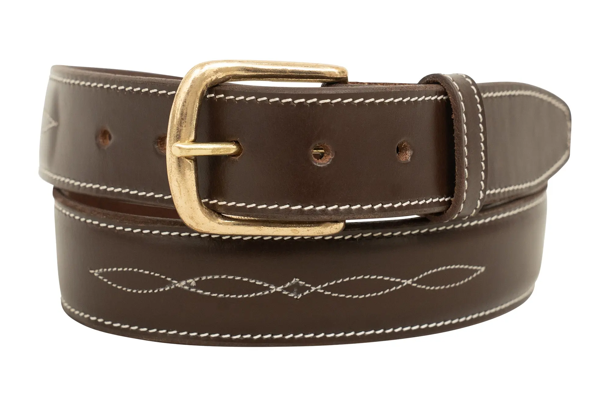 Huntley Fancy Stitched Ladies 1.5" Inch wide belt, Brown - Image 4