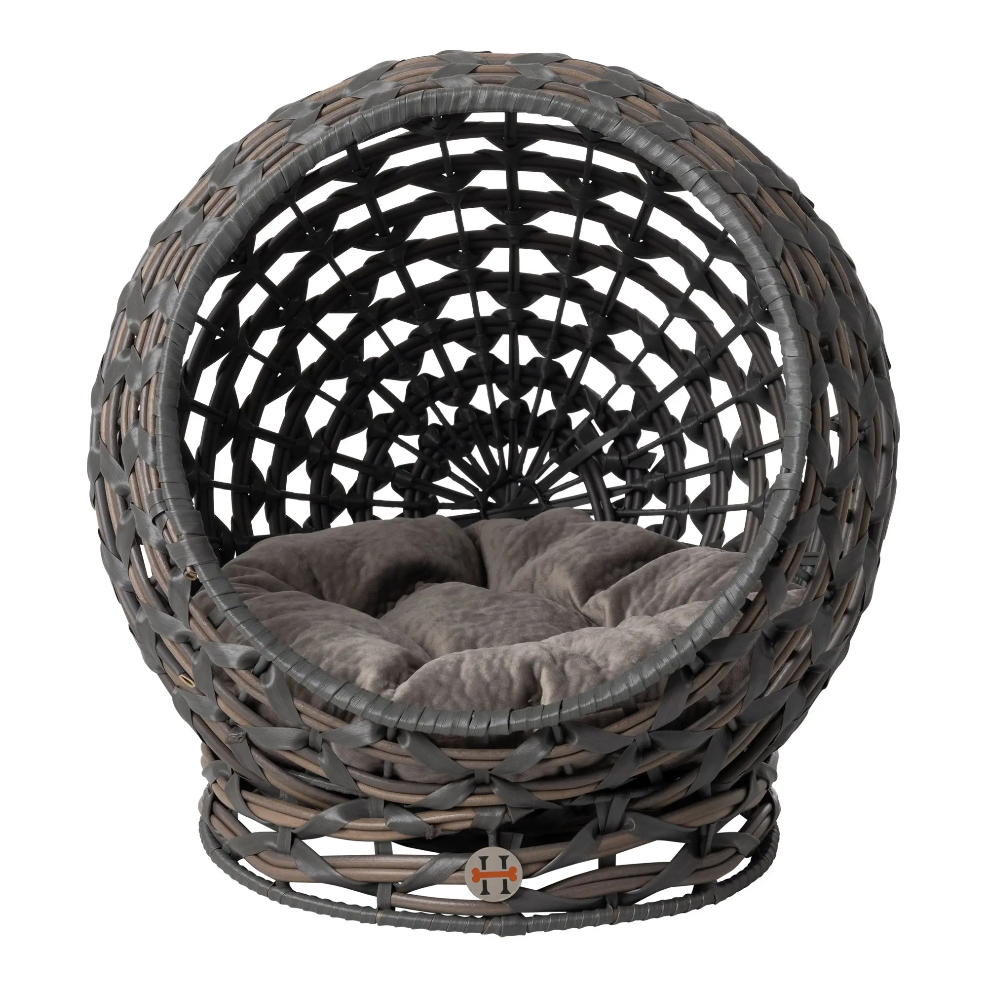 Huntley Pet Hemisphere Rattan Pet Bed, Elevated With Cushion - Image 2
