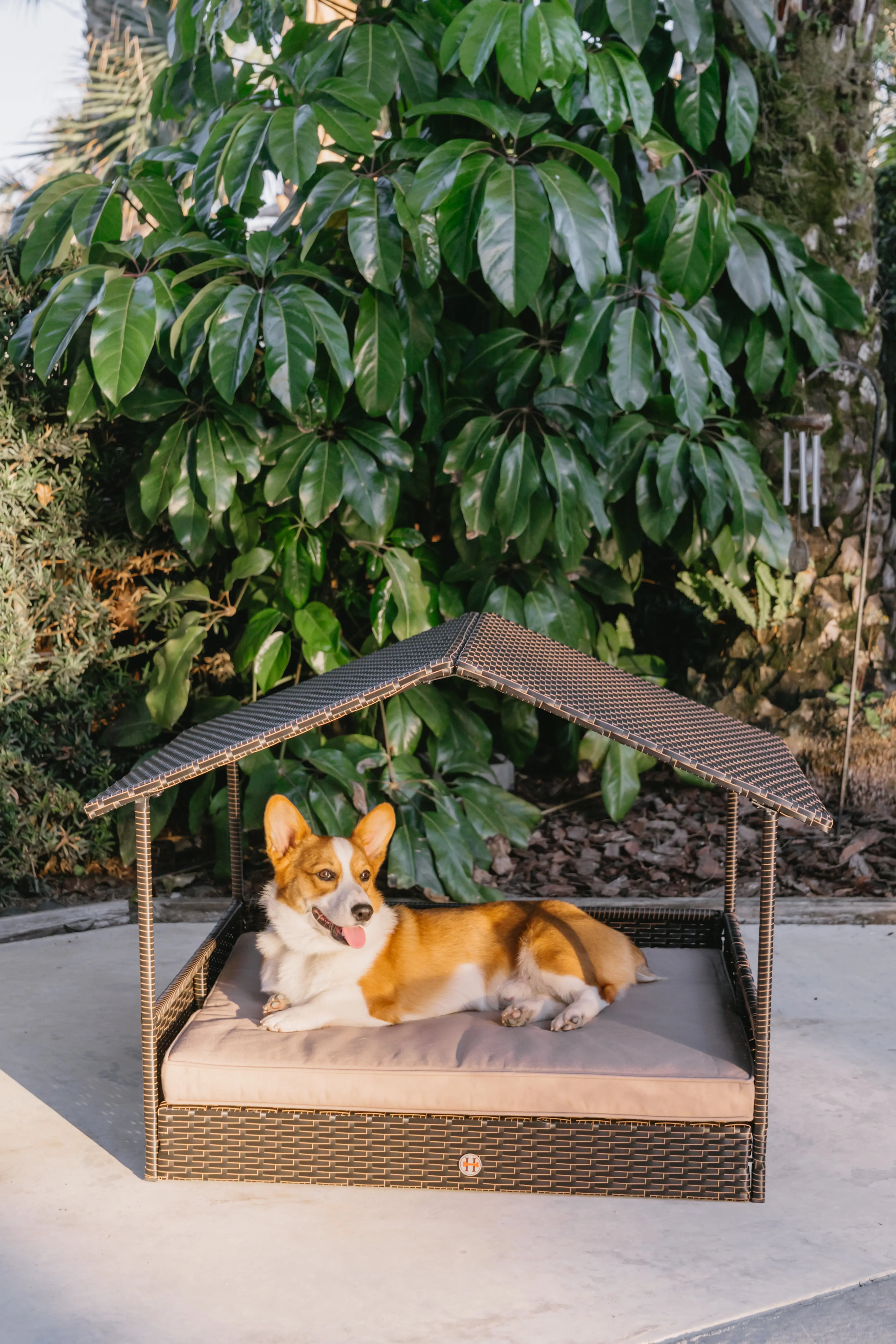 Huntley Pet Rattan Wicker Indoor Outdoor Cabana Raised Pet Bed - Image 2